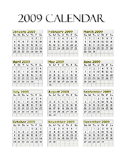 Free Calendar Template 2009