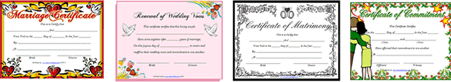 free wedding marriage commitment certificates