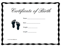 blank baby certificate