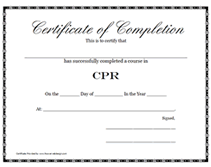 printable CPR training certificate
