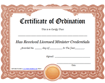 printable ordination certificate for ministry