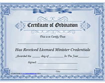 printable blue gospel minister certificate