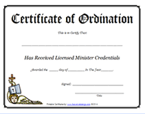 printable certificate of ordinationl