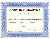 certificate ordained minister of the gospel