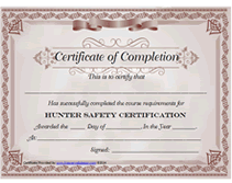 Free Printable Hunter Safety Certification Certificate Templates