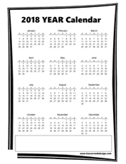 Printable 2018 Year Calendar