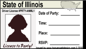 female drivers license  party invitations