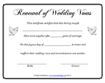 renewal of wedding vows certificate template