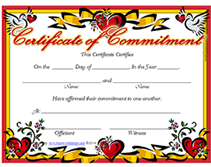 Printable Blank Commitment Ceremony Certificates