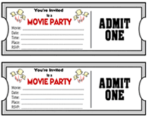 movie ticket theme party  invitaions