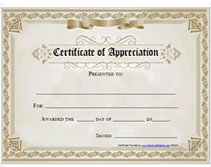 template certificate of appreciation