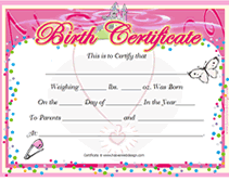baby doll birth certificate template