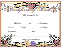 hearts stork baby birth certificates