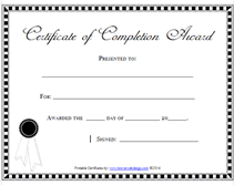 certificate of completion template free printable