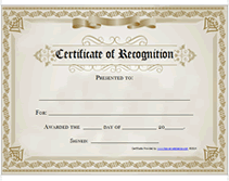 recognition certificate templates free printable