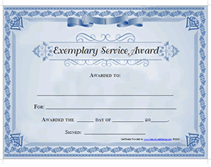 Free Printable Exemplary Service Awards Certificates Templates