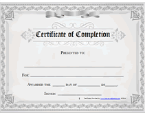 blank certificate of completion template