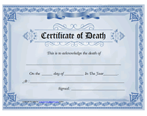 Free Printable Blank Certificate Of Death