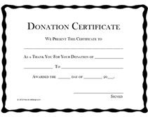 Printable Certificates Of Donation
