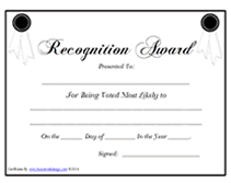 Blank Most Likely To Recognition Award Certificates Templates