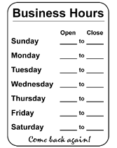 Printable Office Hours Sign Template