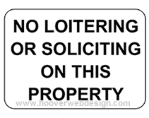 No Loitering or Soliciting On This Property printable sign