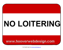 No Loitering printable sign