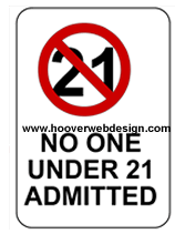 No One Under 21 Admitted printable sign